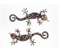 Half a Donkey The Colurful Lizard Twins Grand torchon en Coton