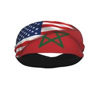 Half America Half Maroc Drapeau marocain Bandeaux de sport pour hommes et femmes, bandeau d'entraînement évacuant l'humidité, bandeau anti-transpiration pour la course, le cyclisme, le football, le yo