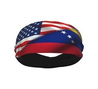 Half America Half Venezuela Flag Bandeaux de sport pour hommes et femmes, bandeau d'entraînement évacuant l'humidité, bandeau anti-transpiration pour la course, le cyclisme, le football, le yoga