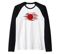 Half American Japanese - USA Japan Flag United States Manche Raglan