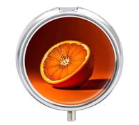Half an Pilulier rond de voyage portable 23 compartiments en métal pour comprimés et vitamines Orange