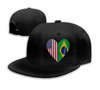 Half Brazil Flag Half USA Flag Love Heart Men Women Fashion Adjustable Baseball Cap Snapback Trucker Cap
