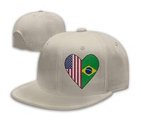 Half Brazil Flag Half USA Flag Love Heart Men Women Fashion Adjustable Baseball Cap Snapback Trucker Cap