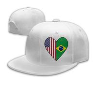 Half Brazil Flag Half USA Flag Love Heart Men Women Fashion Adjustable Baseball Cap Snapback Trucker Cap