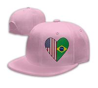 Half Brazil Flag Half USA Flag Love Heart Men Women Fashion Adjustable Baseball Cap Snapback Trucker Cap