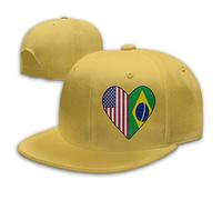 Half Brazil Flag Half USA Flag Love Heart Men Women Fashion Adjustable Baseball Cap Snapback Trucker Cap