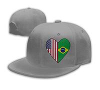 Half Brazil Flag Half USA Flag Love Heart Men Women Fashion Adjustable Baseball Cap Snapback Trucker Cap