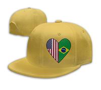 Half Brazil Flag Half USA Flag Love Heart Men Women Fashion Adjustable Baseball Cap Snapback Trucker Cap