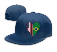 Half Brazil Flag Half USA Flag Love Heart Men Women Fashion Adjustable Baseball Cap Snapback Trucker Cap