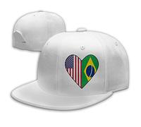Half Brazil Flag Half USA Flag Love Heart Men Women Fashion Adjustable Baseball Cap Snapback Trucker Cap