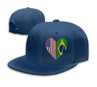 Half Brazil Flag Half USA Flag Love Heart Men Women Fashion Adjustable Baseball Cap Snapback Trucker Cap