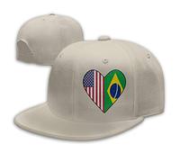 Half Brazil Flag Half USA Flag Love Heart Men Women Fashion Adjustable Baseball Cap Snapback Trucker Cap