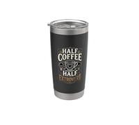 Half Coffee Half Extrovert Énergie sociale à base de caféine Gobelet isotherme en acier inoxydable double paroi