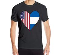 Half El Salvador Flag Half USA Flag Love Heart Men's Short Sleeve Shirts Quick Dry Cycling Tees (X-Large)