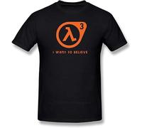 Half Life T Shirt Half Life 3 I Want to Believe T-Shirt 100% Cotton Cute Tee Shirt Basic Short Sleeve Man Tshirt Black Manches Courtes(Small)