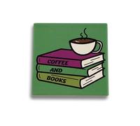 Half Moon Bay Coffee and Books Dessous de Verre carré en céramique Vert et Violet 10,2 cm