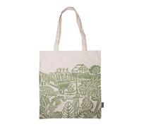 Half Moon Bay In The Allotment Country Garden by Kate Heiss Sac de courses réutilisable Vert sauge/marron clair 41,9 x 38,1 cm 100 % coton recyclé 41,9 x 38,1 cm