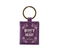 Half Moon Bay | La Belle et la Bête | Mini porte-clés en forme de livre | Breloque pour sac à dos en similicuir mauve foncé | Collection littéraire haut de gamme | Cadeau pour femme livresque