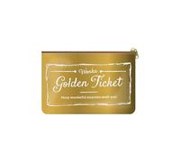 Half Moon Bay Wonka Golden Ticket Trousse de Maquillage en polyuréthane avec Fermeture éclair Doré/Blanc 9,4 x 15,2 cm, Doré/Blanc, 9.4 x 6 inch, Golden Ticket