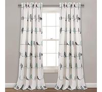 Half Moon Lush Decor Rowley Birds Vorhänge Verdunkelndes Fensterpaneel-Set pour Wohnzimmer, Esszimmer, Schlafzimmer (Paar), 132 x 240 cm, Bleu et Gris