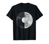 Half Moon Vinyl Record Design - Music Lover Lunar Graphic T-Shirt