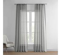 Half Price Drapes HPD Solid Sheer Curtains for Living Room Linen Texture 50 X 96 (1 Panel), SHCH-SS07163-96, Paris Grey