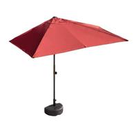 Half Rectangular Outdoor Patio Umbrella - Adjustable Height for Balcony Garden & Deck Space-Saving Design Includes Stable Half Round Base - Perfect for Café & Outdoor Dining