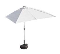 Half Rectangular Outdoor Patio Umbrella - Adjustable Height for Balcony Garden & Deck Space-Saving Design Includes Stable Half Round Base - Perfect for Café & Outdoor Dining