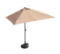 Half Rectangular Outdoor Patio Umbrella - Adjustable Height for Balcony Garden & Deck Space-Saving Design Includes Stable Half Round Base - Perfect for Café & Outdoor Dining