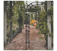 Half Rose Arch Trellis - Weatherproof Rustproof Metal Garden Arch Galvanised Black Frame for Climbing Plants - 240 cm High Ideal for Roses & Vines