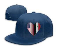 Half Syrian Flag Half USA Flag Love Heart Men Women Fashion Adjustable Baseball Cap Snapback Trucker Hat