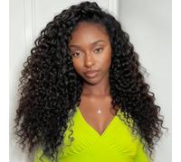 Half Wig Human Hair 180% Density Kinky Curly Wear Go Glueless Wigs Human Hair 18 Inch 3 In 1 Half Wigs for Women Adjustable Drawstring Seamless Flip Beginner Friendly 14pouces