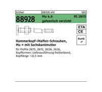 HALFEN Vis à tête rectangulaire à angles abattu R 88928 m.6-kantmutter x