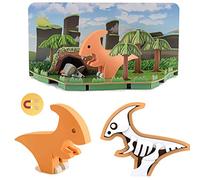 HALFTOYS Puzzle dinosaure 3D avec aimants et dioramas en papier, blocs de construction dinosaure PARA à démonter pour enfants de 3 ans