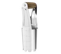 Haliaeetus Outil de plantation de bulbes, 10,2 cm de profondeur, pot à bulbes manuel en acier inoxydable, non pliant, transplanteur de bulbes de jardin avec poignée en bois confortable pour planter