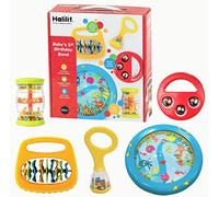 Halilit Baby's First Birthday Band Musical Instrument Gift Set. Includes Ocean Drum, Baby Maraca, Ring My Bell, Rainboshaker & Clip Clap. Music Sensory Baby Toy. Suitable for Boys & Girls 12 months +