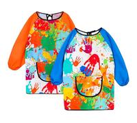 Halinuia 2 PCS Tablier Peinture Enfant Ensemble 7-12 ans | Blouse Imperméable Réutilisable avec Poche Tablier de Cuisine Réglable Pour L'école Activités Peinture Cuisine Coloriage