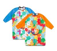 Halinuia 2 PCS Tablier Peinture Enfant Ensemble 7-12 ans | Blouse Imperméable Réutilisable avec Poche Tablier de Cuisine Réglable Pour L'école Activités Peinture Cuisine Coloriage