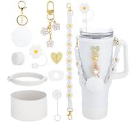 Halinuia Lot de 10 accessoires pour Stanley Cup - Anti-fuite - Poignée de bouteille d'eau - Sangle en silicone - Protection de fond de paille - Pendentif pour tasse Stanley