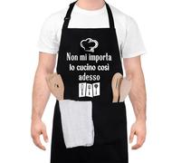 Halinuia Masterchef Tablier de cuisine pour homme, réglable, imperméable, personnalisé, noir