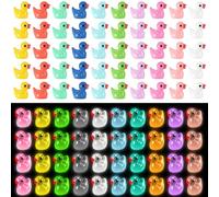 Halinuia Mini Canards 200 Pcs 20 Styles Mini Canards Lumineux en Résine Petit Canard a Cacher Canards Miniatures Figurines pour Aquarium Maison de Poupée Bricolage Empotage Fournitures de Décoration