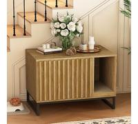Fienveorn Bac à litière moderne pour chat avec griffoir pour chat, table d'extrémité de maison pour chat, banc d'entrée pour salon (naturel)