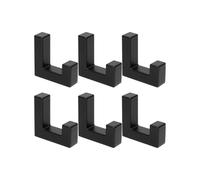 Haliya Lot de 6 crochets en alliage de zinc pour panneaux, patères acoustiques, résistants à la rouille, durables, crochets muraux, crochets Tetris pour porte-manteau noir, montage mural facile