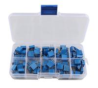 HALJIA 100 pcs 10 valeur variable résistance Lot 3296 W 1/4 W 100 Ohm au 500 K Ohm Multiturn Trimmer Pot potentiomètre Assortiment kit avec Box