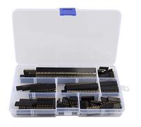 HALJIA 120 pièces Assortiment Tête Femme Kit 2.54mm 4/6/8/10/12/16/20/40 Broche femelle compatible avec le bouclier Arduino (Noir)
