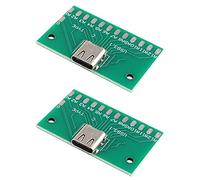 HALJIA 2 Pièces DIY 24pin USB 3.1 Type C Femelle Connecteur SMT Type avec PC Board, USB 3.1 Type C Carte de Test Femelle 24 P Connecteur Femelle Adaptateur