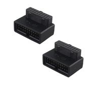 HALJIA Lot de 2 adaptateurs USB 3.0 à 90 degrés USB 3.0 19 broches mâle vers femelle à angle droit pour carte mère PH19A pour carte mère de bureau