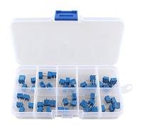 HALJIA Lot de 50 potentiomètres 3362 - Trimmers - 10 valeurs de 100 Ohm à 1 M Ohm - Assortiment de résistances variables - Avec boîtier en plastique
