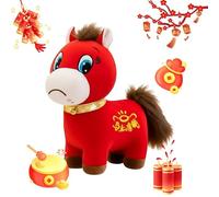 halkaount Jouets en Peluche 2026 année du Cheval, Jouets en Peluche drôles de Cheval Qui rit et pleure, Mascotte du Zodiaque Chinois (Paquet de 2, 20 cm)(Weinendespferd,14cm)