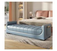 Hall d'entrée Banc Ottoman en Cuir for Chambre à Coucher, d'extrémité de lit rembourré, Chaussures d'entrée Moderne avec accoudoirs et Poches Rangement, Salon, Salle Manger Vestiaire(Blue,1.5m)